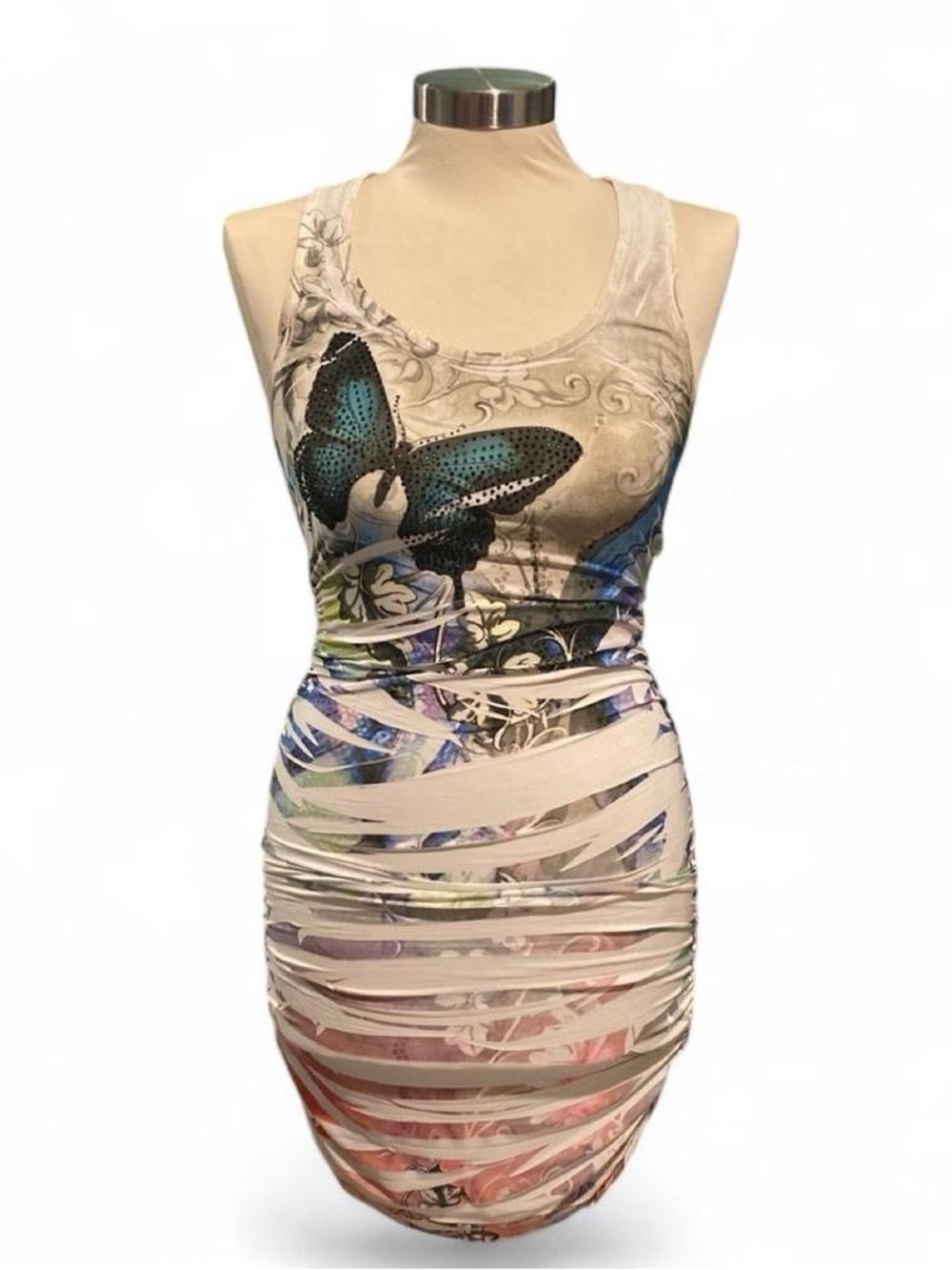 Y2k Butterfly Print Cutout Bodycon Dress